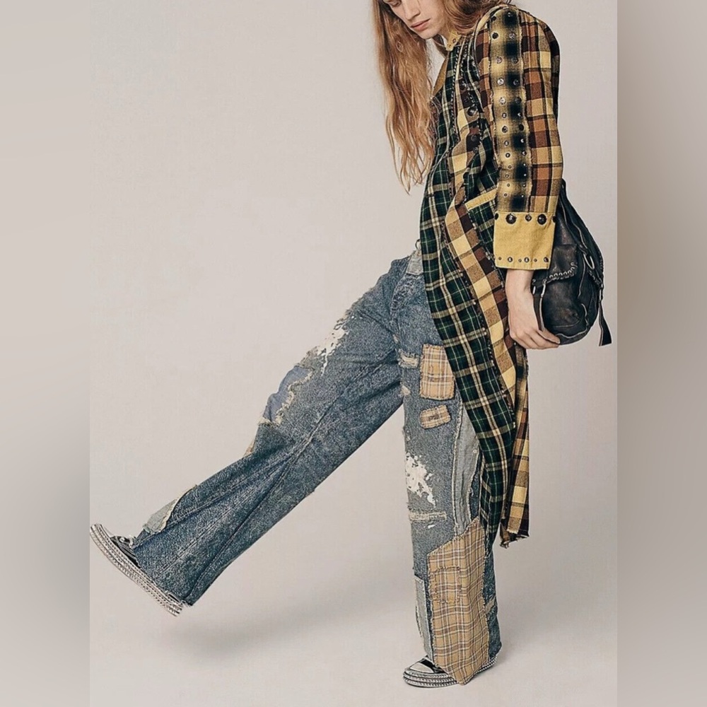 Free People Multicolor Rodeo Plaid Duster S - Picture 3 of 6